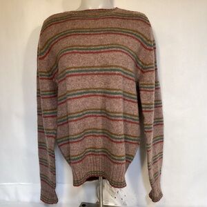 Cambridge Dry Goods Vintage  Wool Brown Striped Crewneck Sweater women’s XL